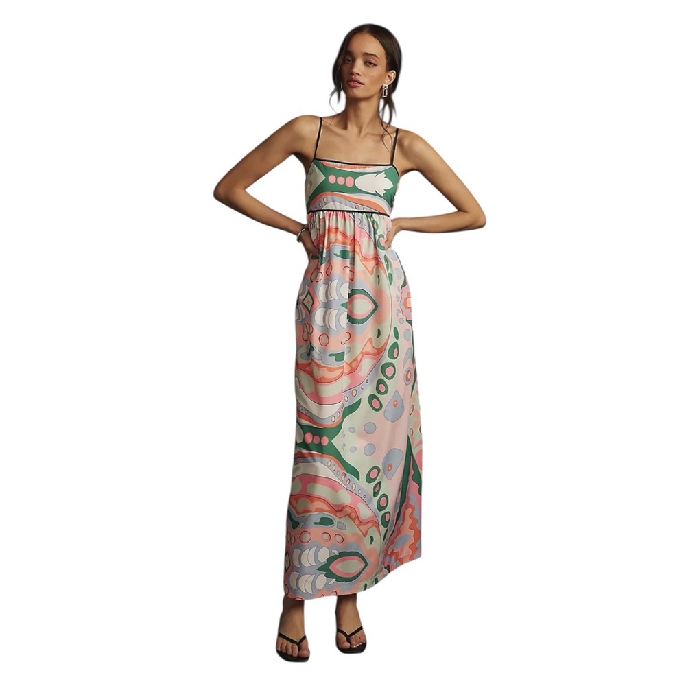 English Factory Empire Waist Maxi Dress Women’s Small‎ White Multicolour NWT